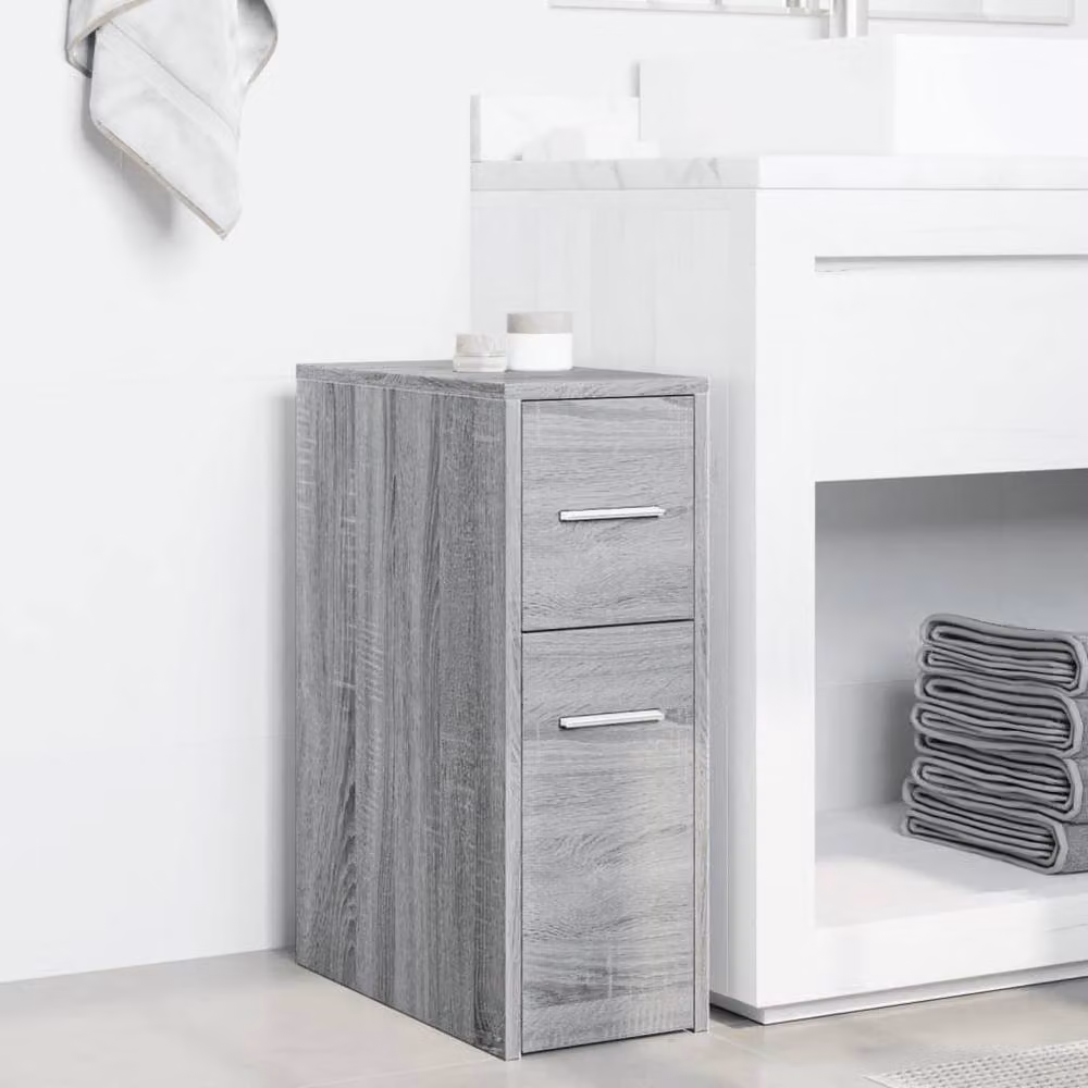 Berkfield Home Narrow Freestanding Bathroom Cupboard with Wheels in Grey Sonoma Engineered Wood – 2