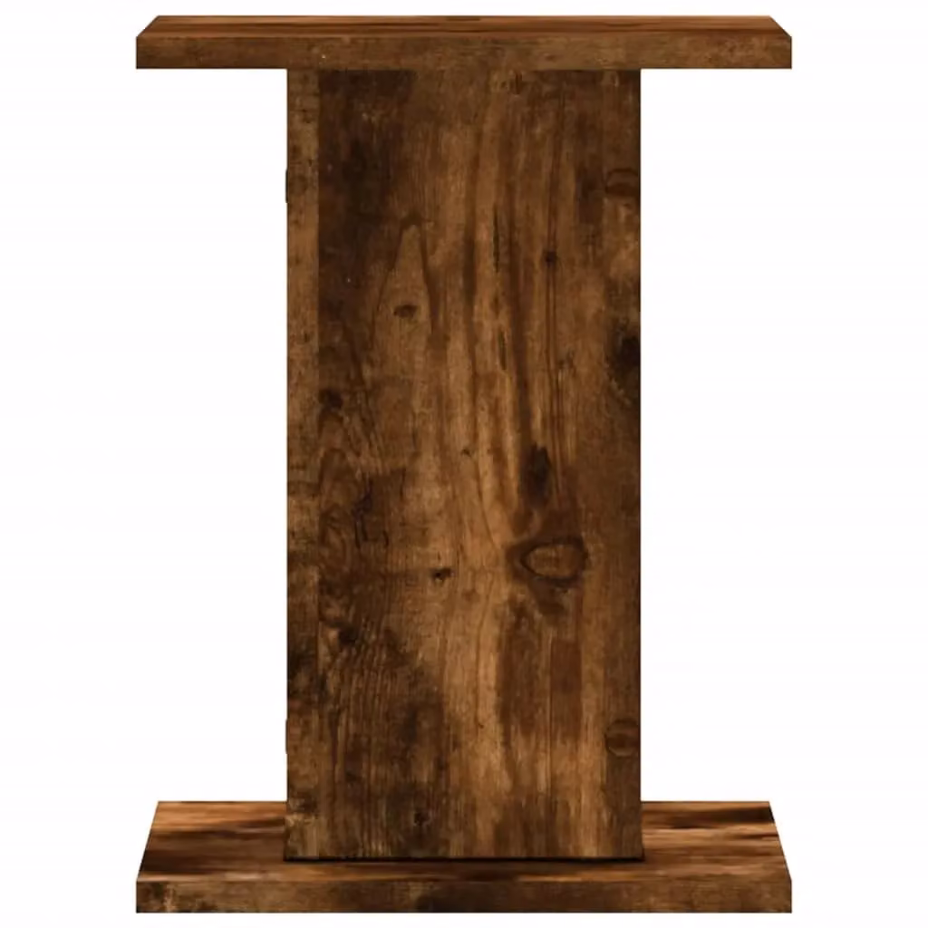 Berkfield Home Set of 2 Rustic Smoked Oak Plant Stands in Brown, W/D/H: 30 x 30 x 40 cm – 4