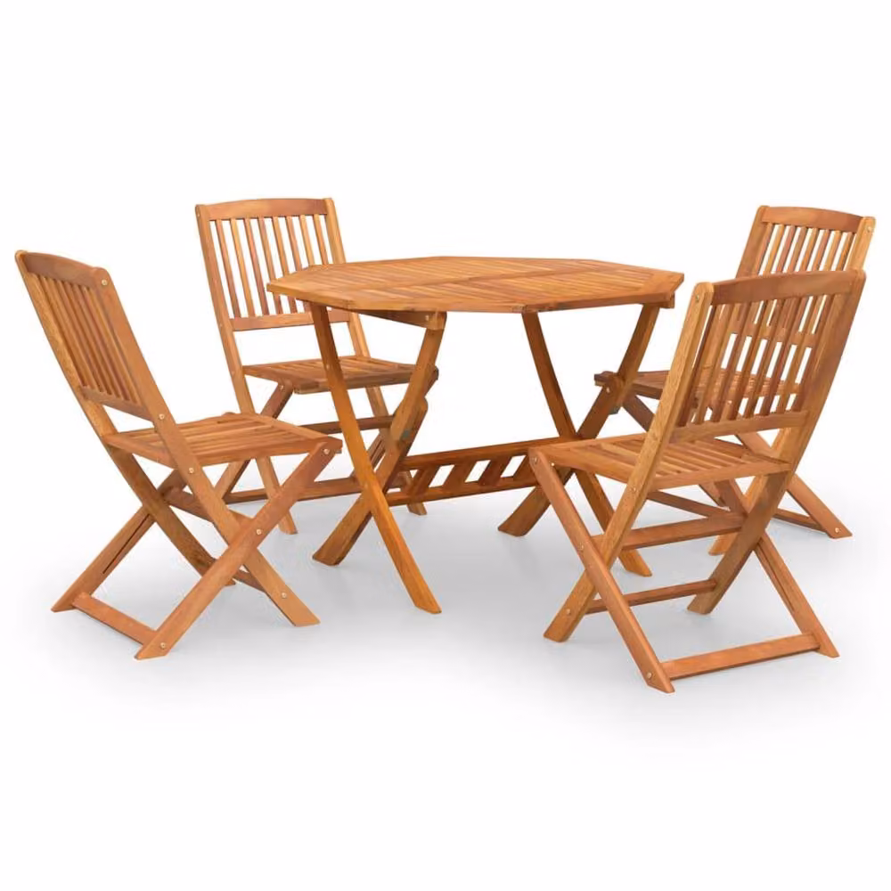 Berkfield Home 5 Piece Garden Dining Set in Brown Solid Acacia Wood – 2