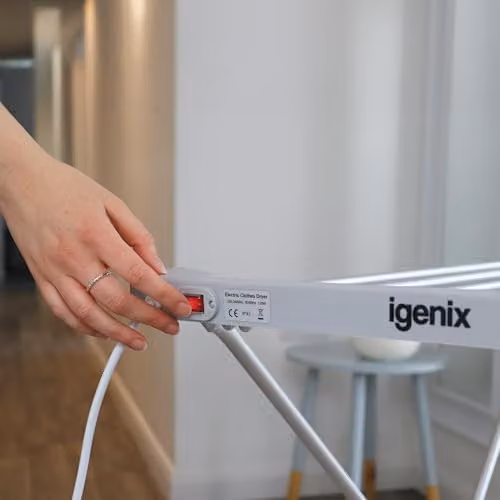 Igenix IGHA068S Electric Heated Clothes Airer in Silver with Aluminium Foldable Legs and 8 Heated Tubes – 3