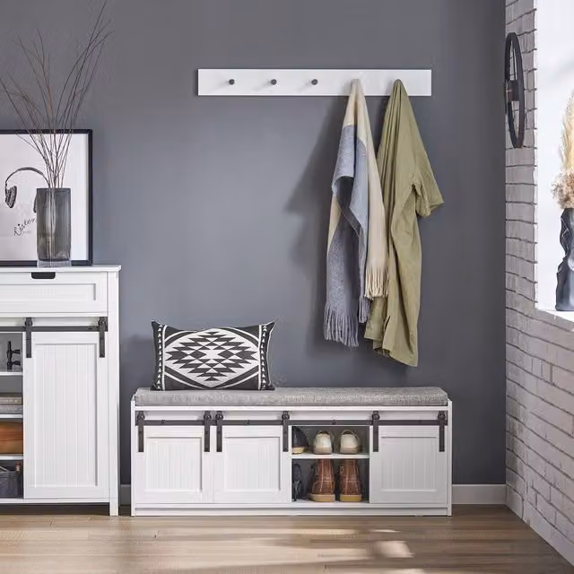 SoBuy Modern Entrance Bench and Shoe Rack with Storage in White, Grey or Black, W: 120 cm – 1