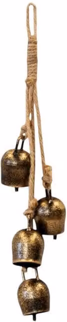 Four Candle Antique Gold Metal Cowbell Hanging Christmas Garland – 1