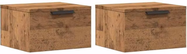 Berkfield Home Artisan Oak Wall-mounted Bedside Cabinets, 2 Pack, Brown, W/D/H: 34 x 30 x 20 cm
