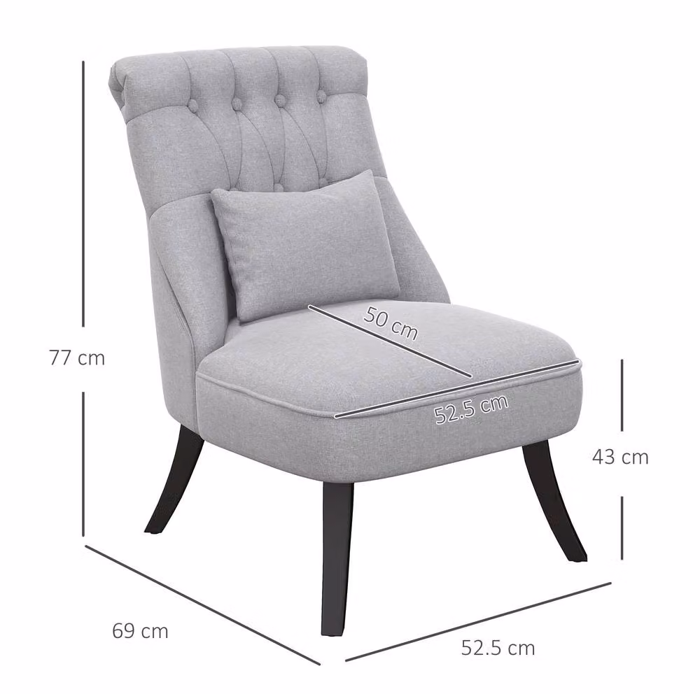 STILVORA Grey Fabric Upholstered Tub Chair with Metal and Rubberwood Frame – 3