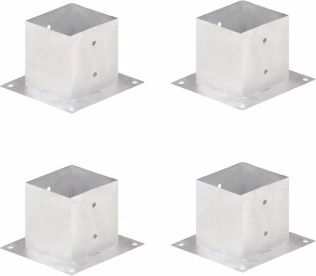 Berkfield Home Galvanised Metal Post Anchors, 4 Pack, Silver, 141 mm