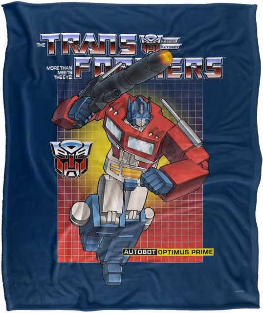 Hasbro Transformers Optimus Silky Touch Super Soft Fluffy Throw Blanket in White and Multicolour, W: 152 cm, D: 127 cm