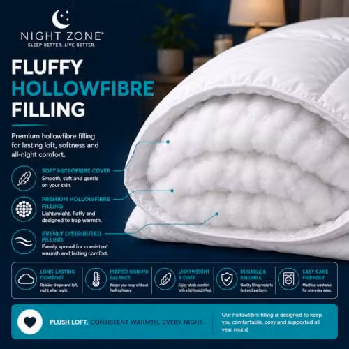 Nightzone King Size Microfibre All Season Quilt, 13.5 Tog, White – 7