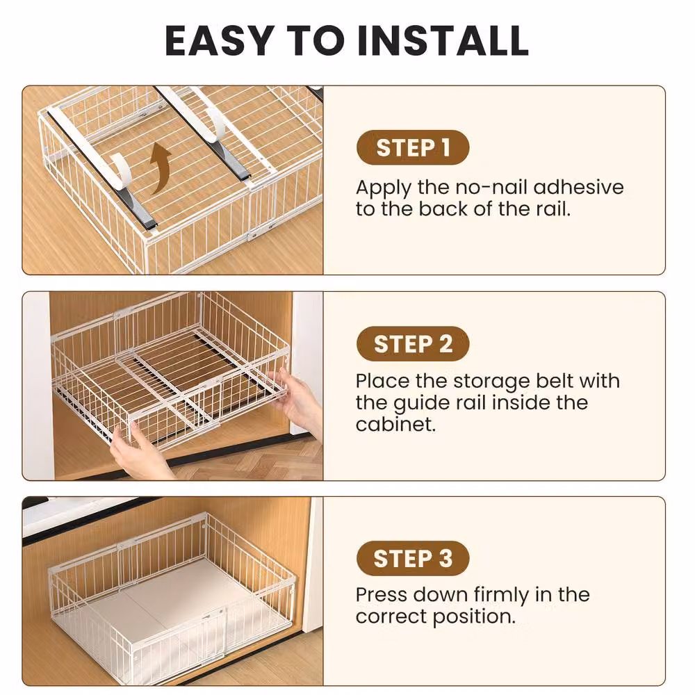 Blylund 2 Pack White and Black Expandable Metal Pull Out Cabinet Organiser Drawer Inserts W/D/H: 30 x 40 x 16 cm – 8