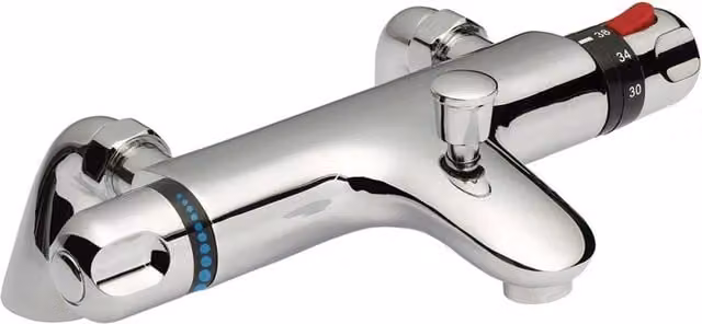 Ventryn Thermostatic Bath Shower Mixer Tap in Chrome Silver, Deck Mounted Single Lever with Safety Stop – 1