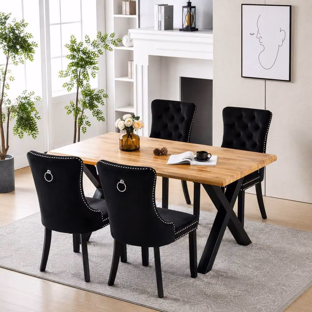 HomeTouch Weston Live Edge Dining Table in Natural Oak Wood Veneer and Walnut, Brown – 2