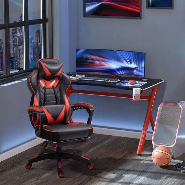 Vinsetto Ergonomic Gaming Chair in Red and Black with Synthetic Leather and 360 Degree Swivel