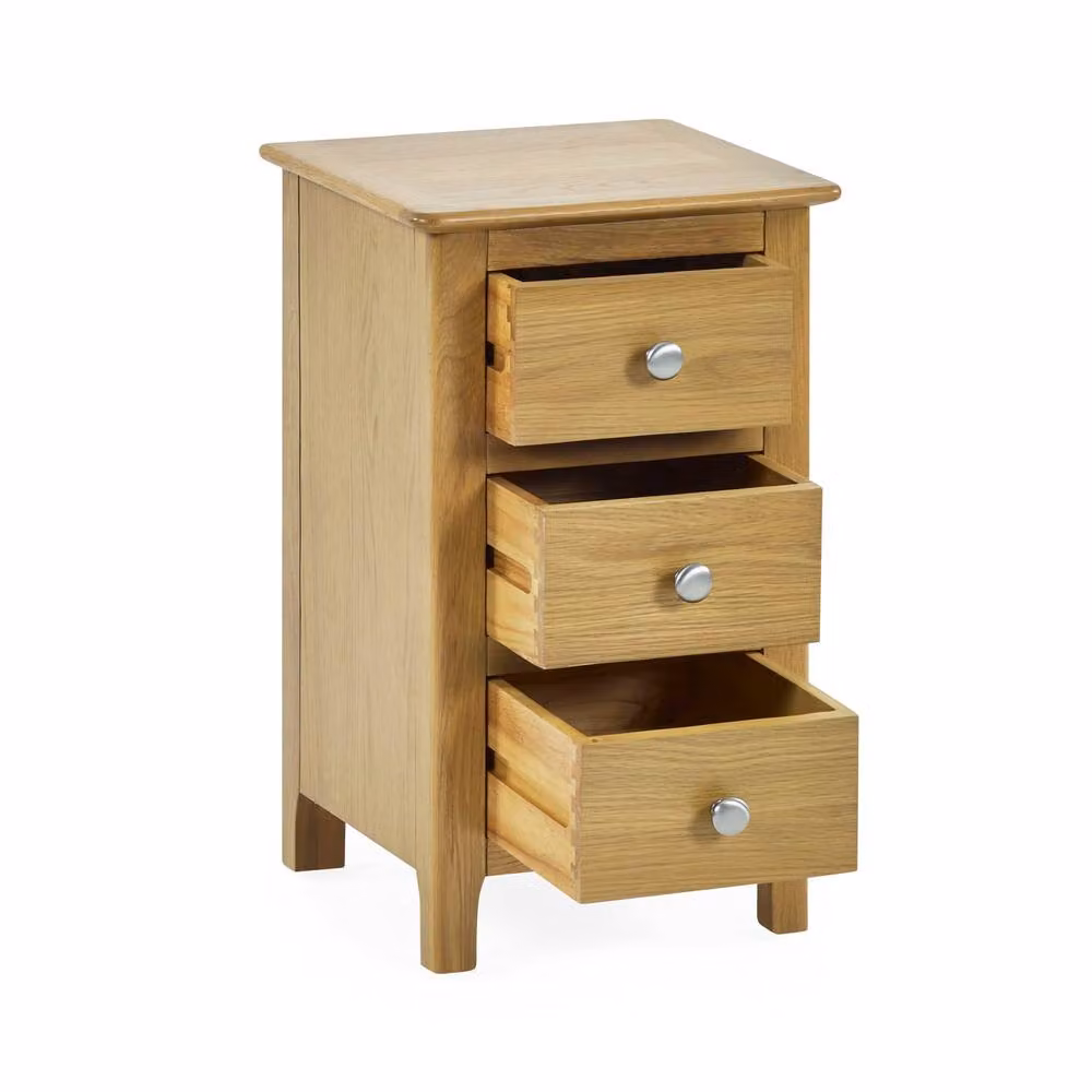 Cheshire Premium Langford Oak Compact 3 Drawer Bedside Table in Brown – 2