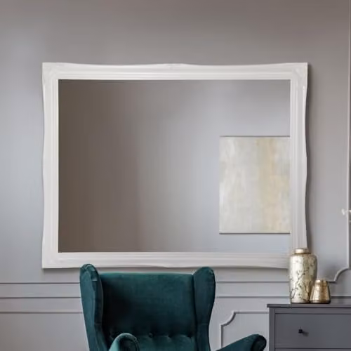 MirrorOutlet Hamilton White Shabby Chic Rectangular Wall Mirror W: 137 cm, H: 107 cm