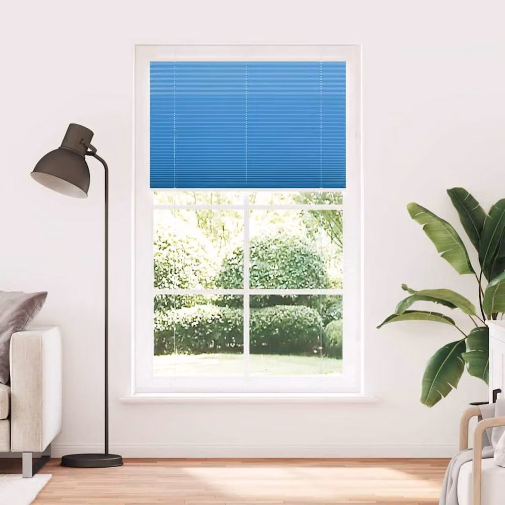 Berkfield Home Single Pleat Blue Polyester Fabric Blind W: 120 cm, H: 200 cm – 2