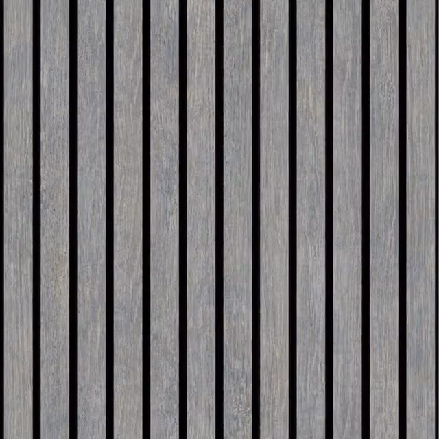 Muriva Ugepa Grey and Black 3D Wood Slats Striped Vinyl Wallpaper