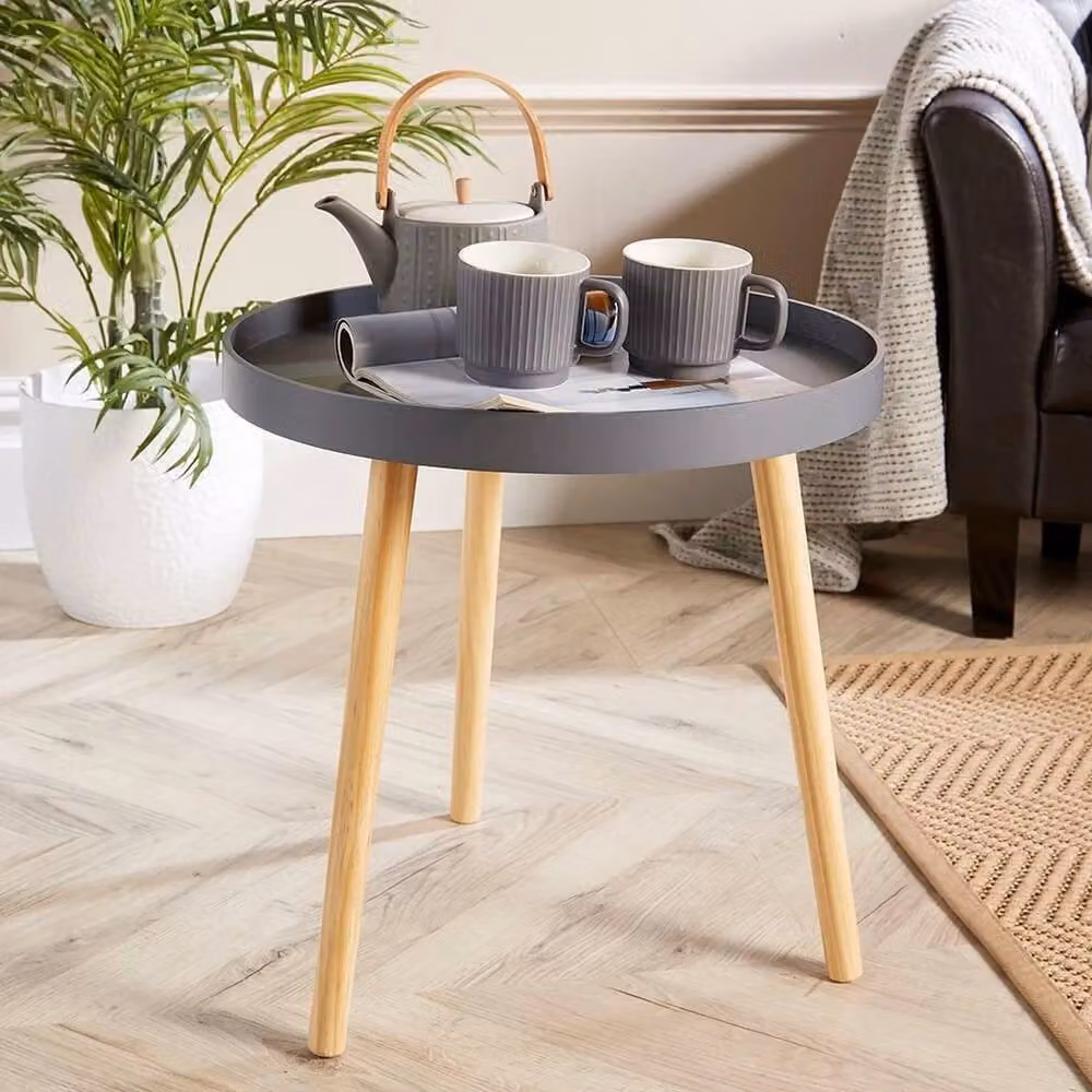 FORGEVIO Modern Round Accent Side Table in Grey – 2