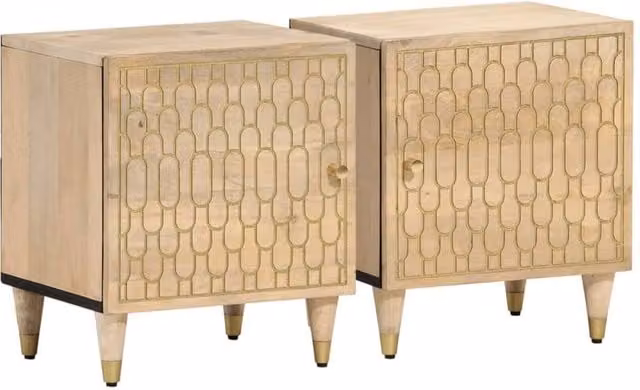 Berkfield Home Set of 2 Brown Mango Wood Bedside Cabinets, W/D/H: 40 x 33 x 46 cm – 1