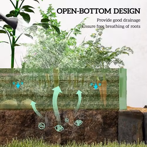 Outsunny Galvanised Steel Raised Garden Bed, Light Green, W: 241 cm, D: 90.5 cm, H: 30 cm – 3