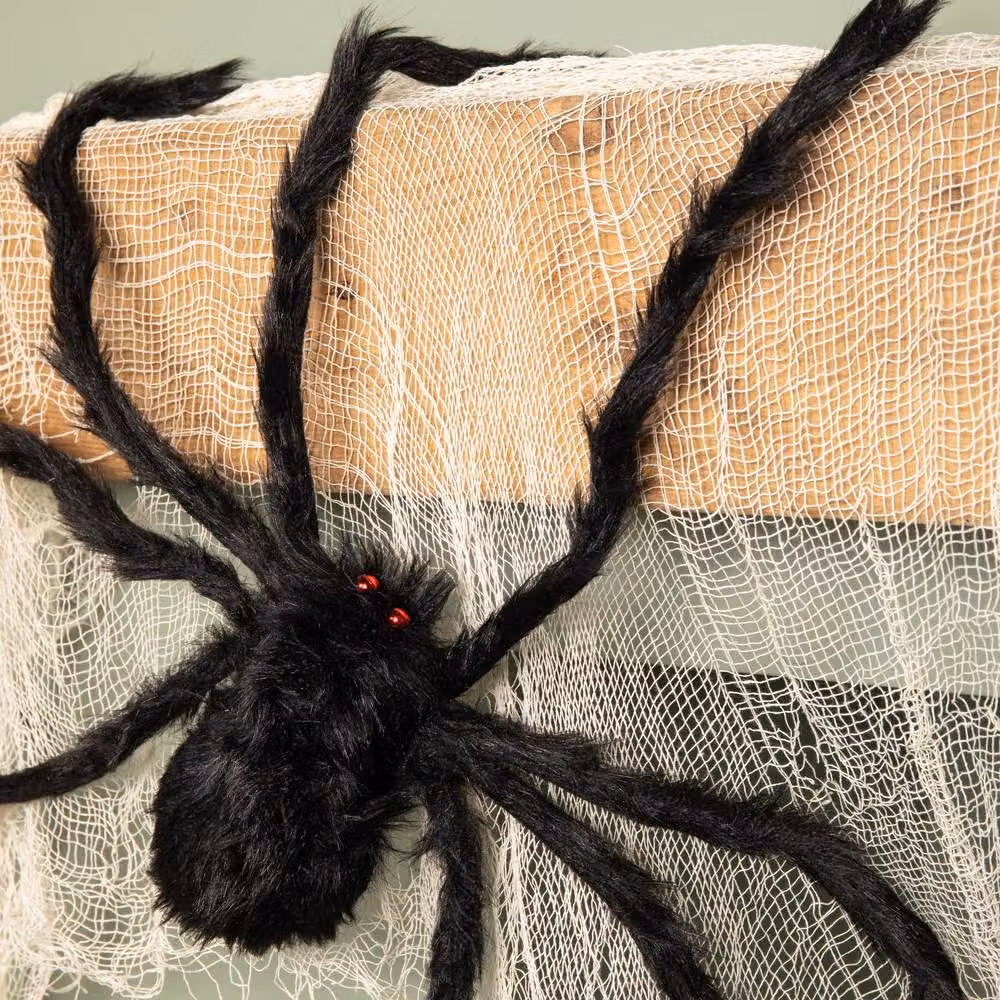 Samuel Alexander 90cm Black Furry Halloween Spider Decoration with Extendable Legs and Red Eyes – 5