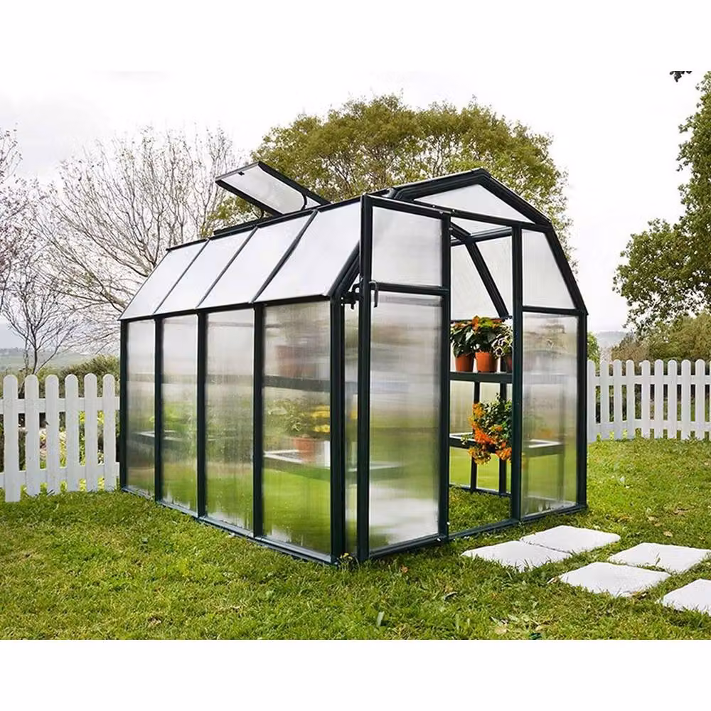 Palram Polycarbonate Greenhouse Grow 6 x 8 in Green, W: 204 cm, H: 198 cm, L: 259 cm – 2