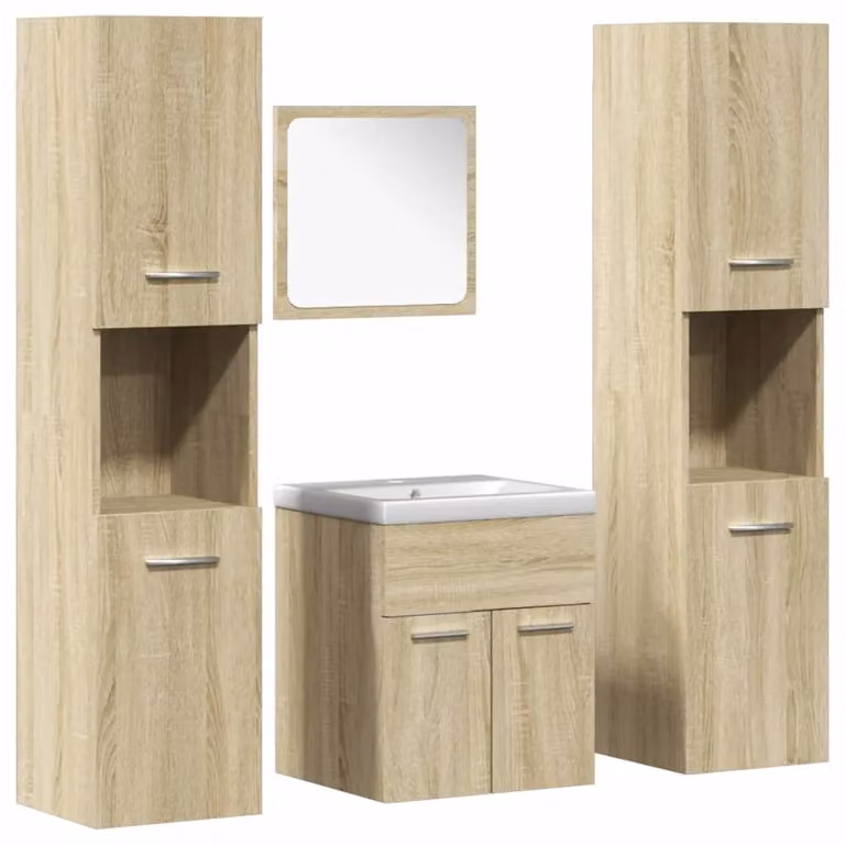 Berkfield Home 5 Piece Modern Bathroom Furniture Set in Sonoma Oak Brown
