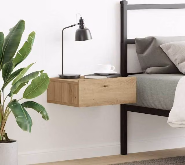Berkfield Home Artisan Oak Decorative Floating Nightstand, Brown, W: 40 cm, D: 32 cm, H: 15 cm