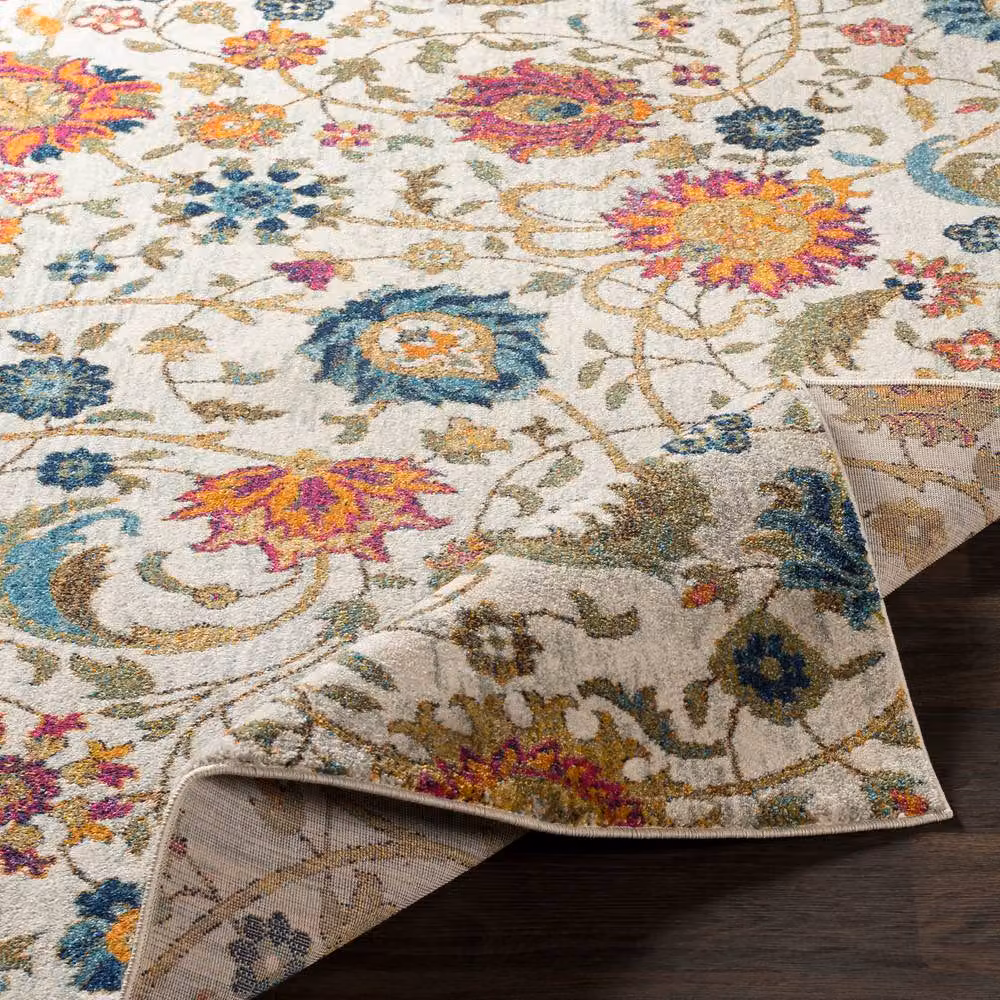 Livabliss Harput Vintage Boho Living Room Rug in Beige, Blue, Orange and Yellow, W: 80 cm, L: 220 cm – 2