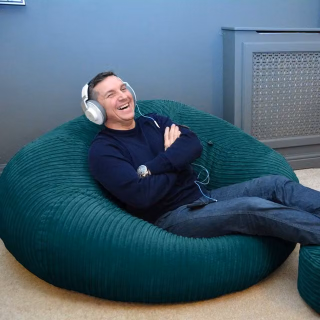 rucomfy Goliath Jumbo Cord Giant Indoor Bean Bag Chair for Adults in Petrol Blue