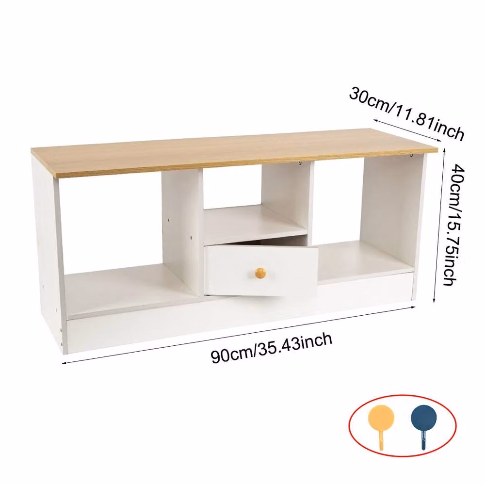 Ventryn White Wooden TV Cabinet Stand with 3 Shelves, W/D/H: 90 x 40 x 30 cm – 2