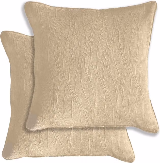 Enhanced Living Pair of Goodwood Textured Wave Pattern Cushion Covers, Cream, W/D/H: 43 x 43 x 43 cm