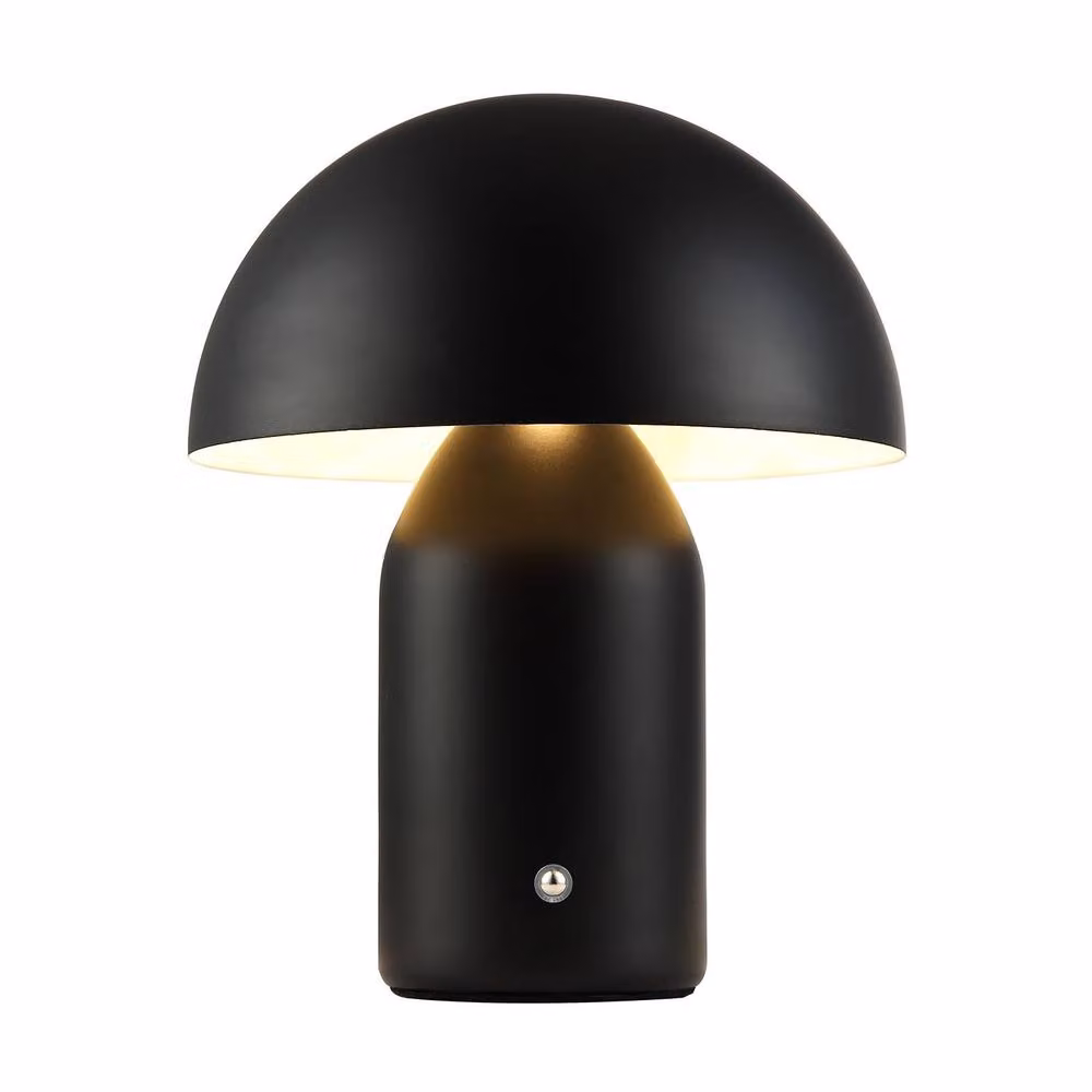 Happy Homewares Modern Rechargeable Mushroom Table Lamp with Touch Dimmer in Black, Height: 25.4 cm – 2