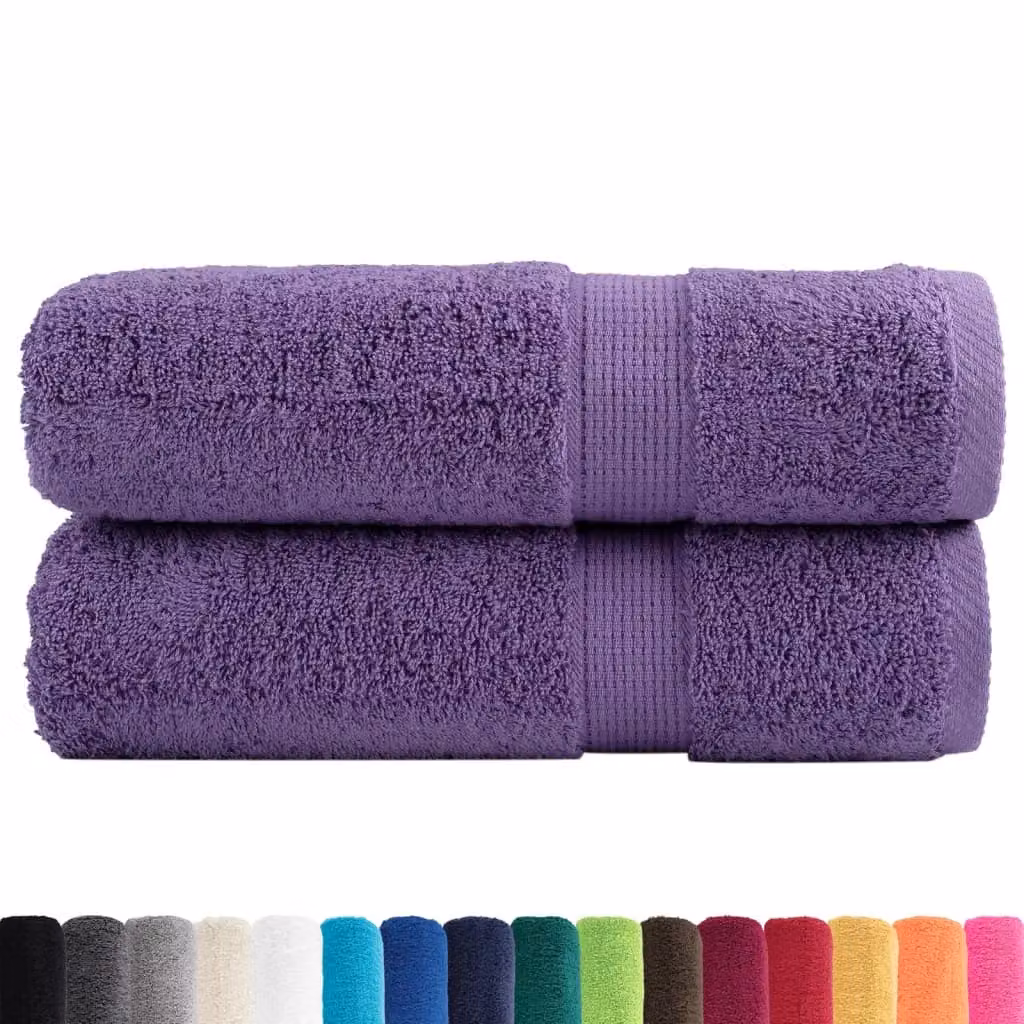 Berkfield Home SOLUND Premium Cotton Terry Shower Towels, Purple, 2 Pack, W: 70 cm, L: 140 cm, 600 gsm – 2
