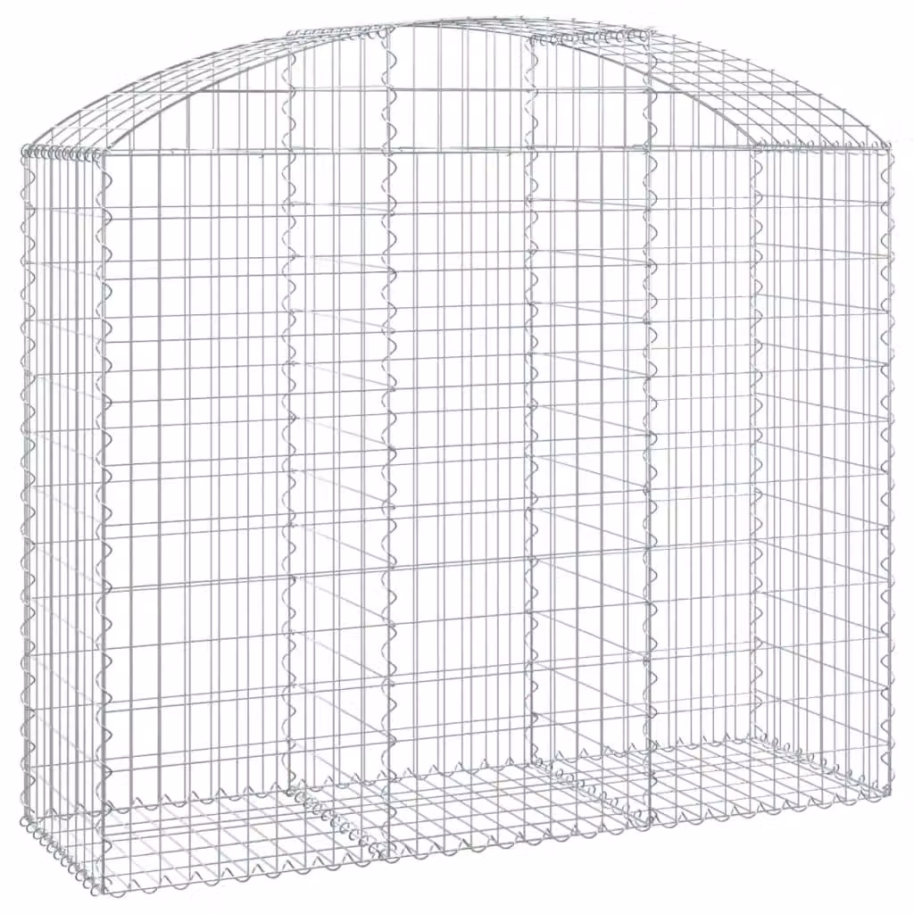 Berkfield Home Arched Gabion Basket in Silver Galvanised Steel, W: 150 cm, D: 50 cm, H: 120-140 cm – 2