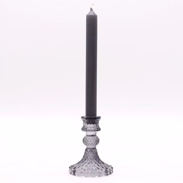 KDMK Grey Glass Taper and Tealight Candle Holder for Tabletop Decor