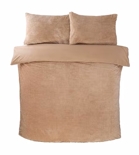 Rapport Home Luxury Waffle Teddy Fleece Duvet Cover and Pillowcase Set, Beige – 2