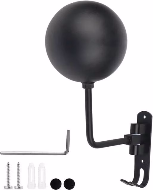 FLAVORA Wall Mounted Motorcycle Helmet Holder Rack in Black Stainless Steel – 1