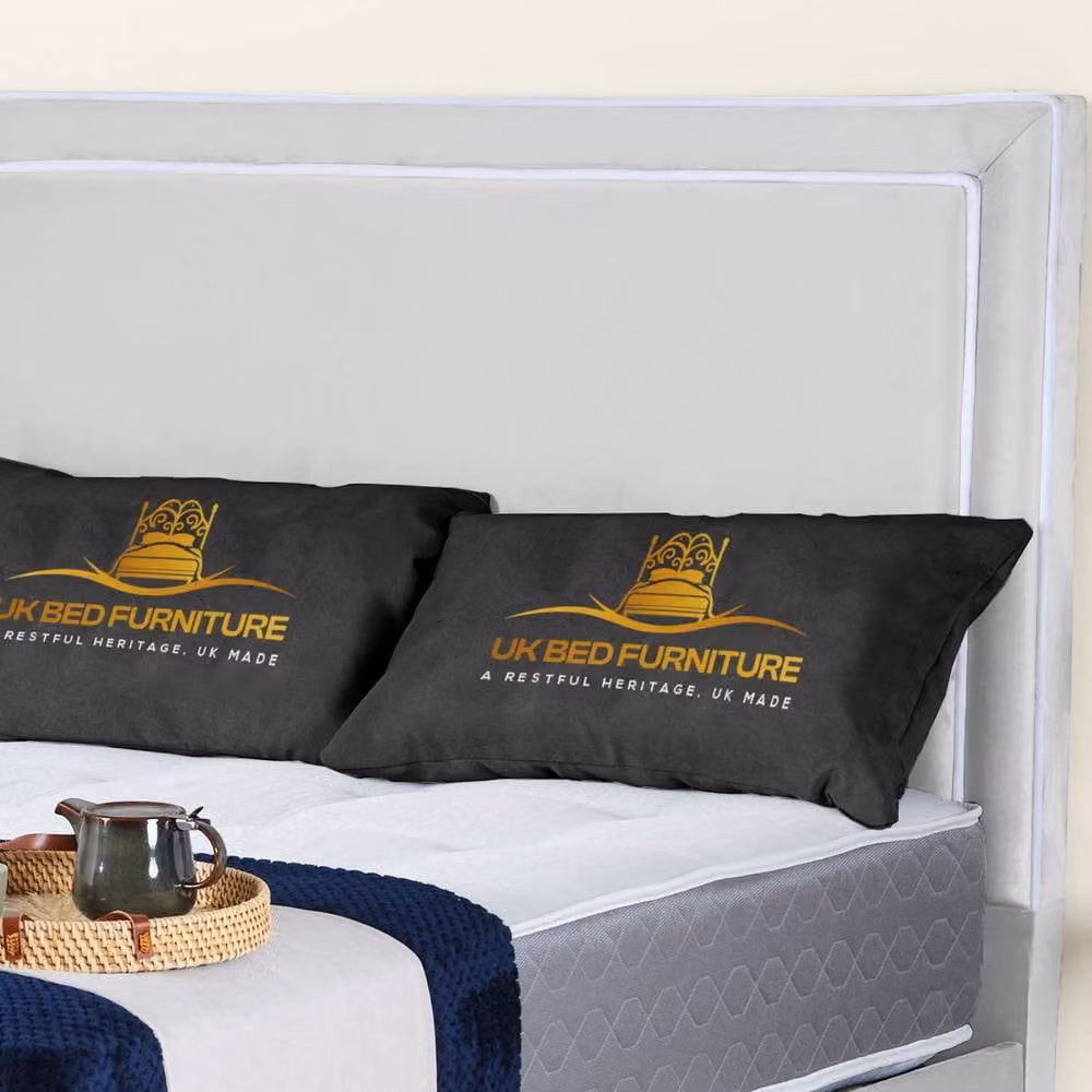 UK Bed Furniture Ariana Upholstered Velvet Bed Frame in White, Size: 200 x 200 cm – 2