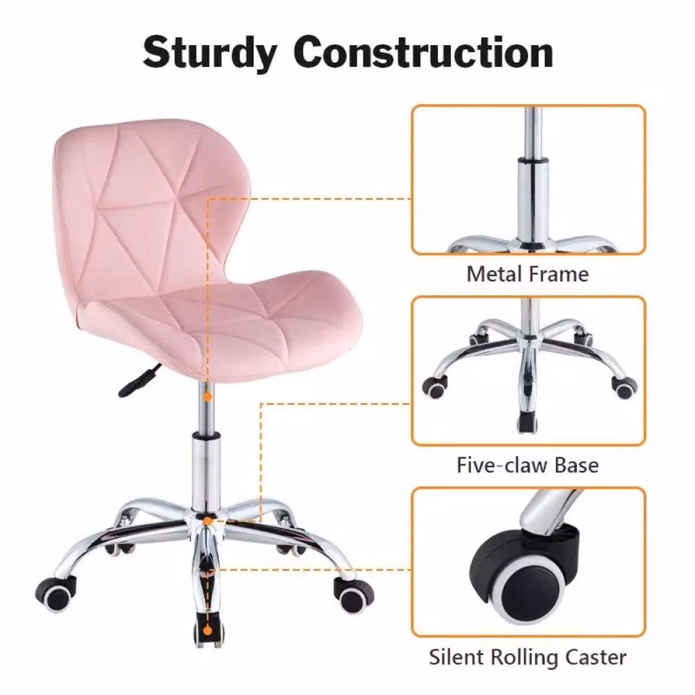 EONLION Pink Synthetic Leather Adjustable Swivel Office and Vanity Chair – 2