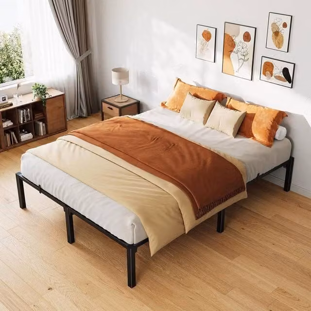 VOGREX Heavy Duty Metal Junior Bed Frame Platform in Black