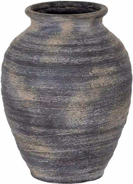 Lemon Pavilion Furniture and Decor Marra Large Olpe Vase, Black Ceramic, W: 29 cm, D: 29 cm, H: 42 cm – 1