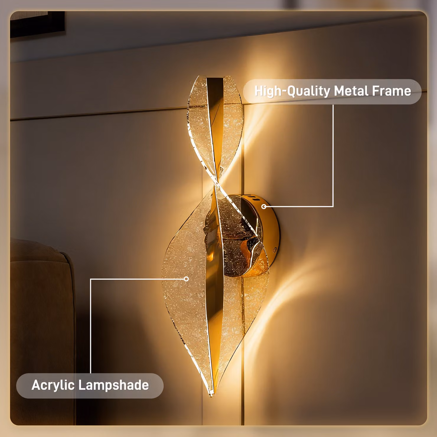 HOMCOM 2 Pack Modern LED Spiral Wall Lamps in Gold, 13W with Adjustable Colour Temperature – 6