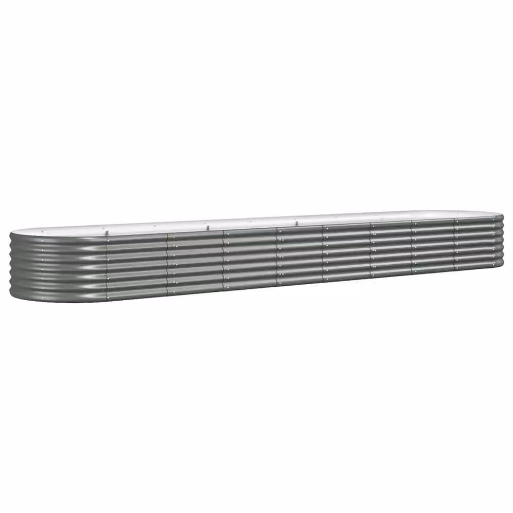 Berkfield Home Garden Raised Bed in Grey Powder-coated Steel, W: 368 cm, D: 80 cm, H: 36 cm – 1