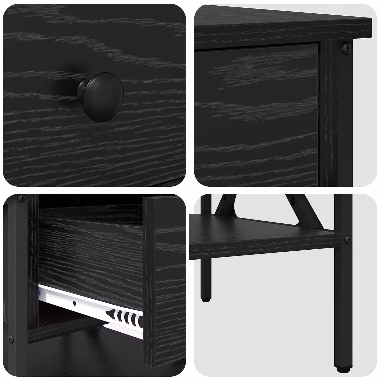 Berkfield Home Black Oak Bedside Table W/D/H: 40 x 42 x 45 cm – 5