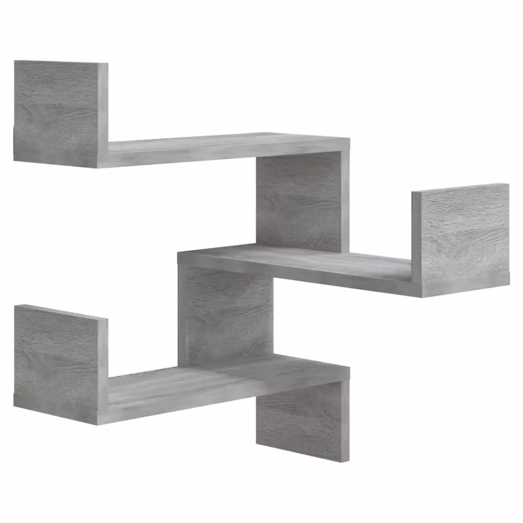 Berkfield Home Wall Mounted Corner Shelf in Grey Sonoma, W/D/H: 40 x 40 x 50 cm – 2