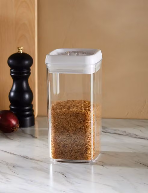 M&S White Rectangular Airtight and Leakproof Plastic Food Storage Container, 1.2 l