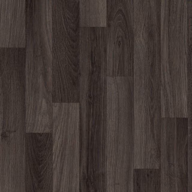 Vinyl Flooring UK Dark Brown Wood Effect Cushion Backed Vinyl Flooring Sheet, Black, W: 100 cm, L: 200 cm – 1