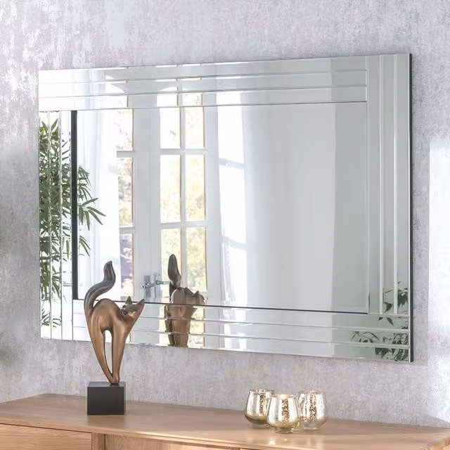 Yearn Triple Surround Modern Rectangular Wall Mirror in Black, Width: 54 cm