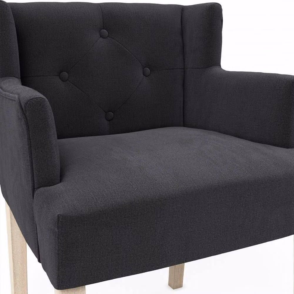 Lemon Pavilion Furniture Shay Winged Indoor Chair with Arms in Anthracite Fabric and Black Rubberwood – 3