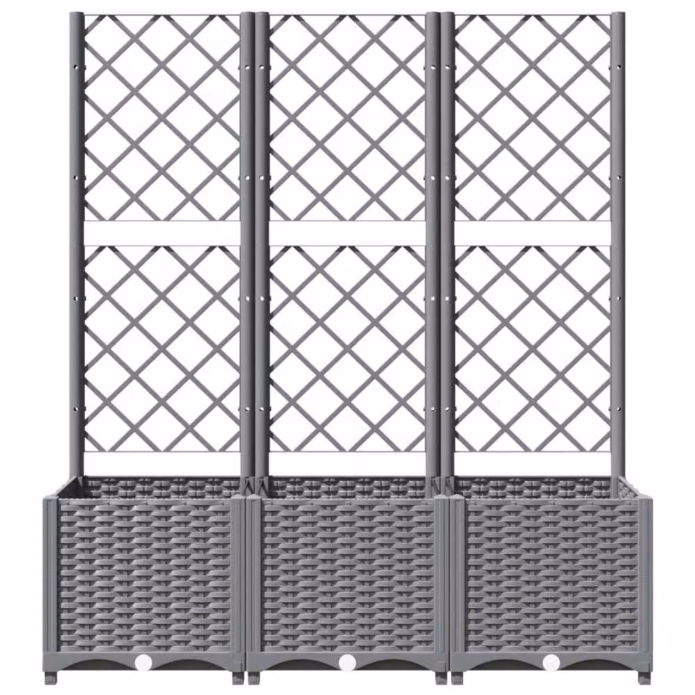 Berkfield Home Garden Planter with Trellis in Light Grey, W/D/H: 120 x 40 x 136 cm – 4