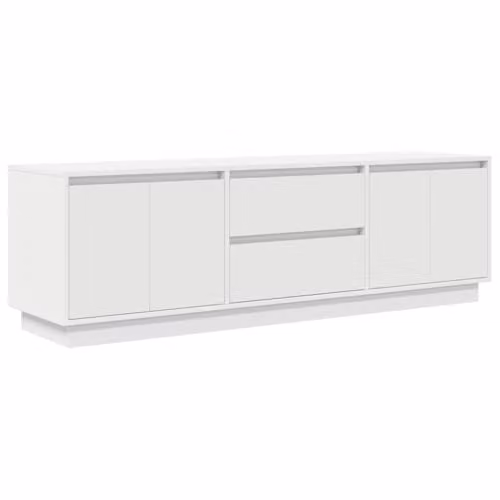vidaXL Modern White TV Cabinet with LED Lights, W: 160.5 cm, D: 41 cm, H: 50 cm